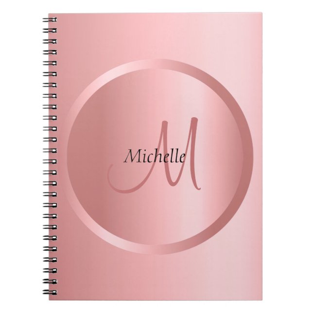 Carnet Rose Gold Monogramme Élégant Modèle moderne (Devant)