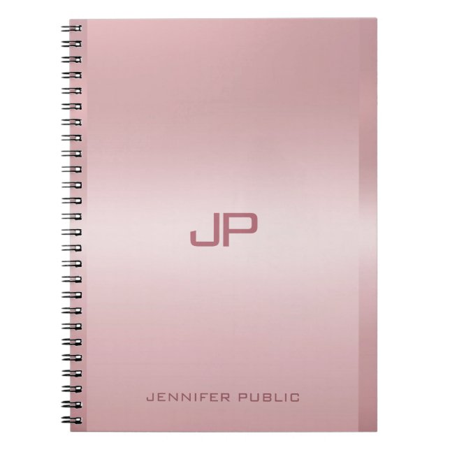 Carnet Rose Gold Monogramme Modèle Personnalisé (Devant)