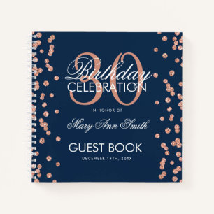 Carnet Rose Gold Navy 30e anniversaire Guestbook Confetti