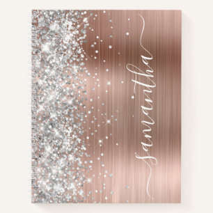 Carnet Rose Gold Pailleté Argenté Étincelant Nom Féminin
