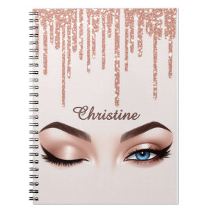Carnet Rose Gold Pailleté Dégoulinant Avec Maquillage Des
