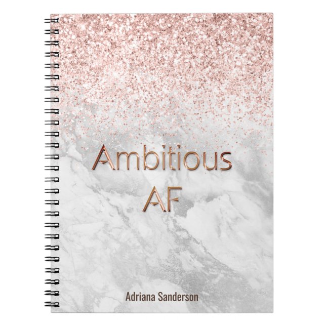 Carnet Rose Gold Pailleté Personnalisé Motivationnel  (Devant)