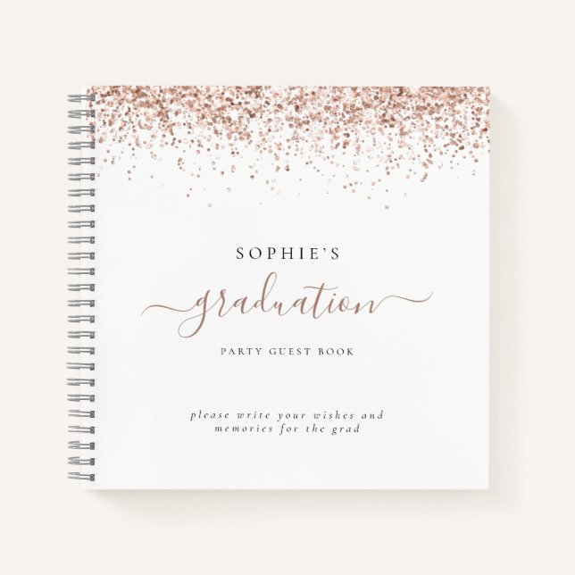 Carnet Rose Gold Parties scintillant 2024 Graduation Part (Devant)