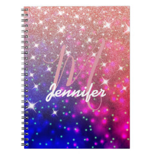 Carnet Rose Gold Parties scintillant Galaxy Espace Monogr