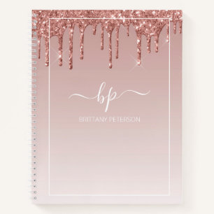Carnet Rose Gold Parties scintillant Monogramme Moderne t