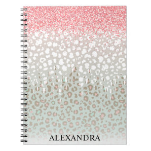 Carnet Rose Gold Parties scintillant Ombre Nom du monogra