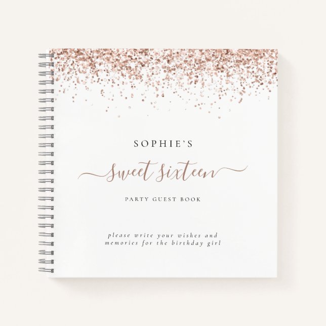 Carnet Rose Gold Parties scintillant Sweet sixteen Party  (Devant)