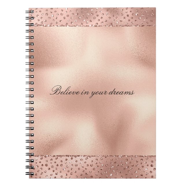 Carnet Rose Gold Pink Glam Glitter Dots       (Devant)