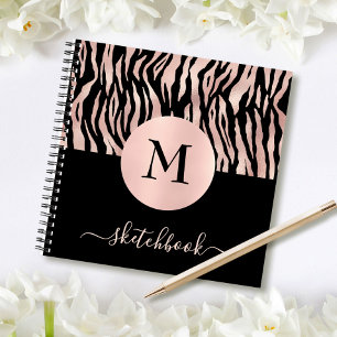 Carnet Rose Gold Poster de animal Monogram Sketchbook Gla