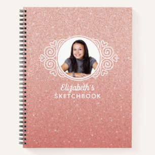 Carnet Rose Gold Rose Parties scintillant Monogramme Phot