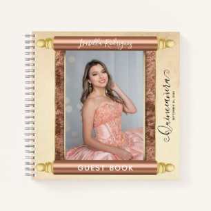 Carnet Rose Gold Scroll Photo Budget Quinceañera Invité