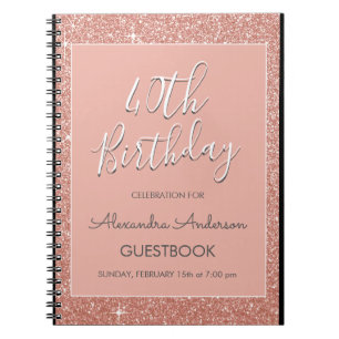 Carnet Rose Gold Sparkle Parties scintillant 40e Annivers