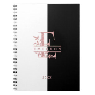 Carnet Rose Gold Split Monogramme personnalisé E F G H I 