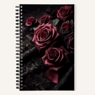 Carnet Rose gothique rose foncée et brocart noir