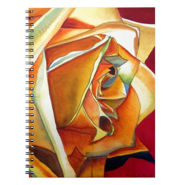 Carnet Rose jaune originale aquarelle Art (Devant)