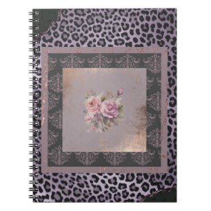 Carnet Rose lilas délavé de style grunge floral