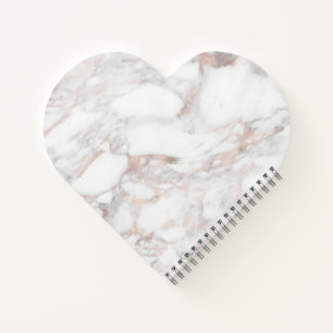 Carnet Rose Marbre blanc or Modèle Coeur en forme de coeu