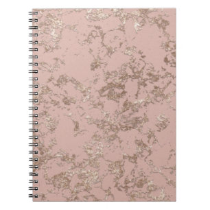 Carnet Rose Marbre or Dusky Pink Faux Parties scintillant