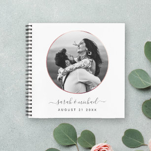 Carnet Rose moderne Gold Calligraphie Photo Mariage invit