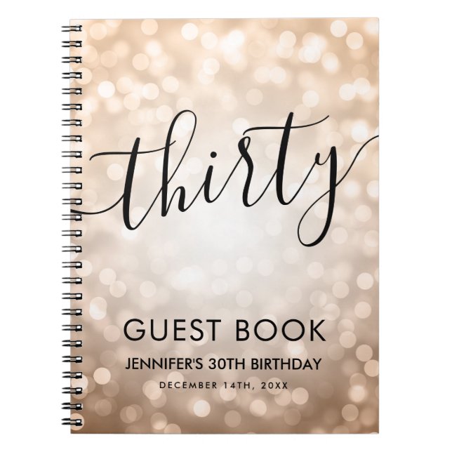 Carnet Rose moderne Gold Lights 30e anniversaire GUEST LI (Devant)