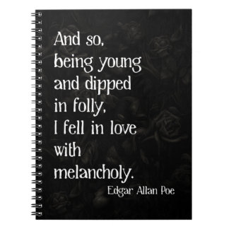 Carnet Rose mort gothique et citation de Poe