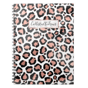 Carnet Rose noir moderne or Empreinte de léopard à huile