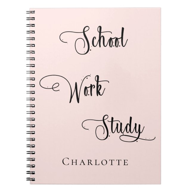 Carnet Rose or blush école travail étude typographie (Devant)