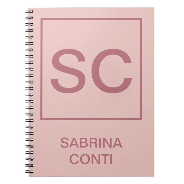 Carnet Rose or couleur professionnelle simple nom monogra (Devant)