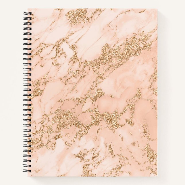 Carnet Rose or parties scintillant marbre abstrait (Devant)
