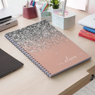 Carnet Rose or rose rose pâle Parties scintillant argent 
