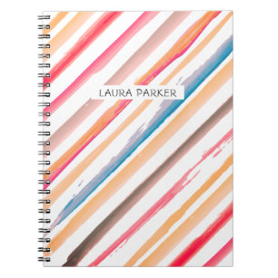 Carnet Rose orange rayé minimaliste Professionnel Fille