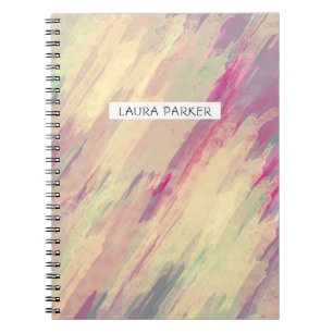 Carnet Rose orange rayé minimaliste Professionnel Fille