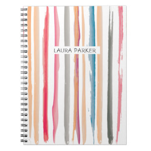 Carnet Rose orange rayé minimaliste Professionnel Fille