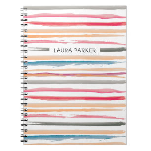 Carnet Rose orange rayé minimaliste Professionnel Fille