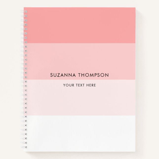 Carnet Rose pâle à rayures horizontales modernes (Devant)