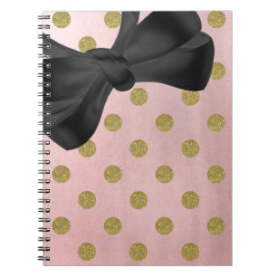 Carnet Rose Pâle Doré Pailleté Glamour Points de Polka Mi