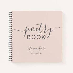 Carnet Rose Pâle Gris Script Votre Nom Poésie