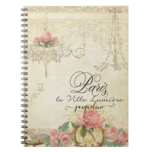 Carnet Rose Paris Chandelier Elegance Script Name