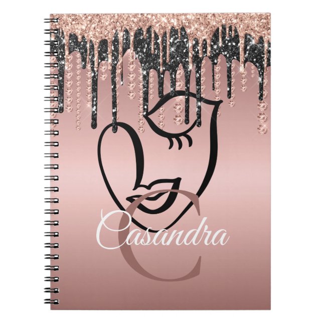 Carnet Rose Parties scintillant or  Lashes Abstraits Mono (Devant)