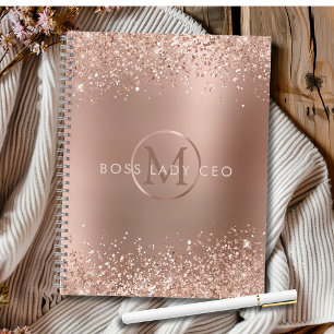 Carnet Rose Parties scintillant or Monogramme Boss Lady