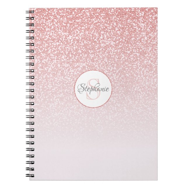 Carnet Rose Parties scintillant or rose Ombre Monogramme  (Devant)