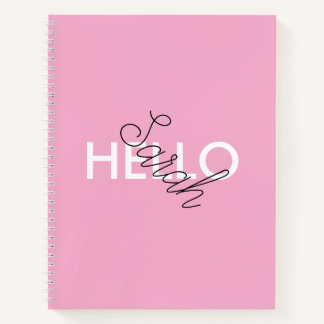 Carnet rose personnalisé "Hello" avec personnalisa