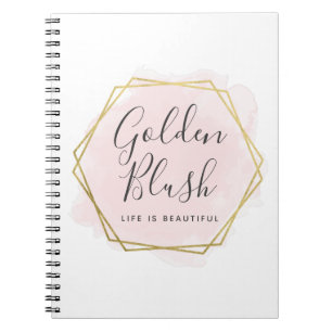 Carnet Rose Poudré Aquarelle & Géométrique Moderne Doré É