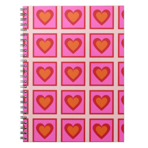 Carnet Rose Retro Vintage À damiers Coeur Motif Y2K