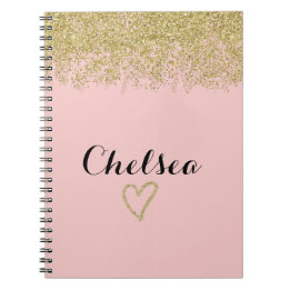 Carnet Rose rose et Parties scintillant or Cascade Classe