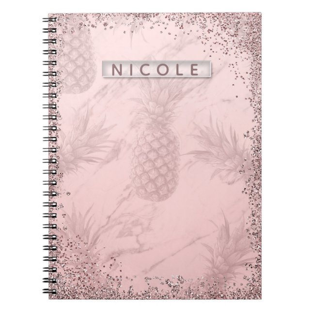 Carnet Rose Rose Parties scintillant Or Ananas Tropical C (Devant)