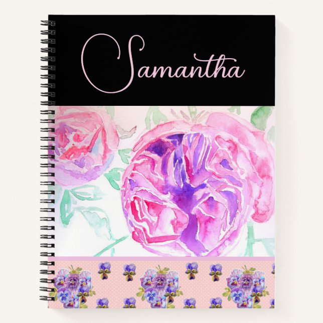 Carnet Rose rose Rose Aquarelle Fleur Floral art (Devant)