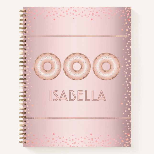 Carnet Rose rose rose or parties scintillant beignets nom (Devant)