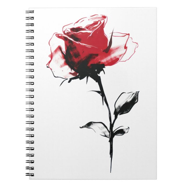 Carnet Rose rouge Aquarelle (Devant)