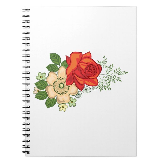 Carnet Rose rouge et marguerites (Devant)